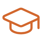 Ícone de capelo de formatura, segmento de cursos e treinamentos