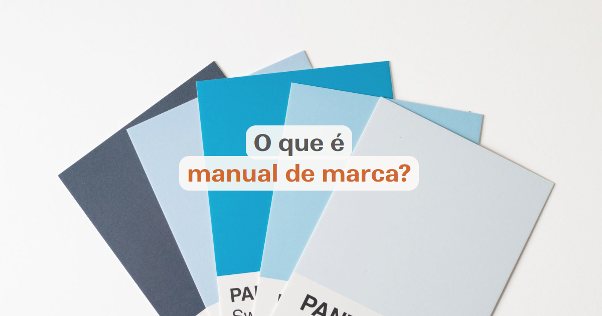 Cartelas de cores dispostas em leque, referência de padronização usada num manual de marca